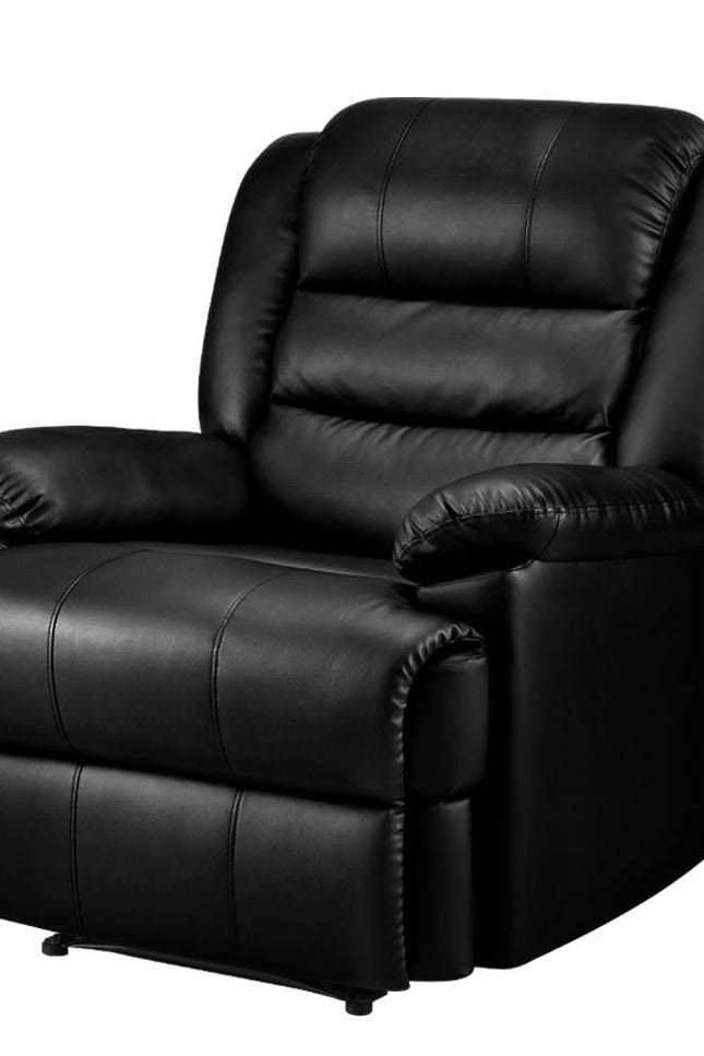 Artiss Recliner Chair Armchair Luxury Single Lounge Sofa Couch Leather Black-Artiss-Urbanheer