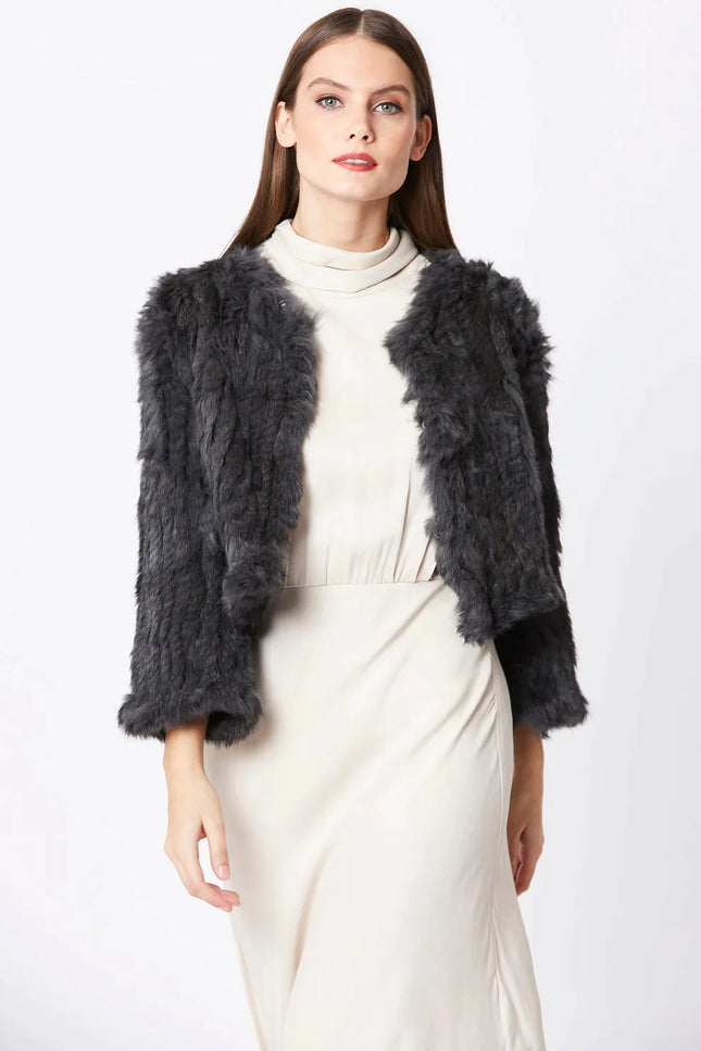 Grey Coney Fur Jacket-Fur Jackets-Buy Me Fur Ltd-One Size-Grey-Genuine Coney Fur-Urbanheer