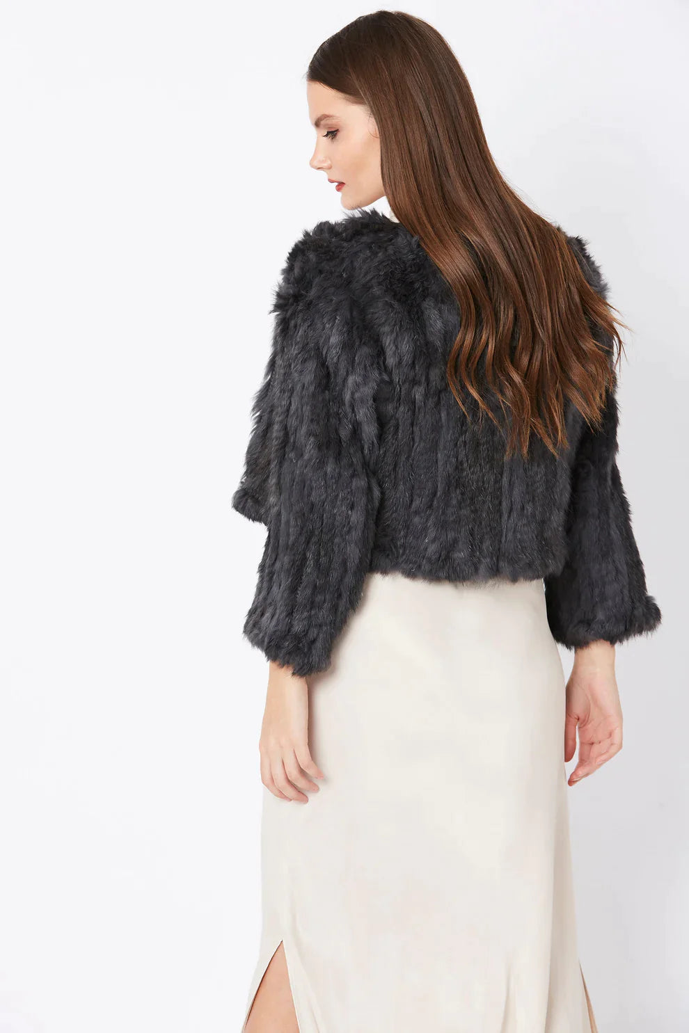 Grey Coney Fur Jacket-Fur Jackets-Buy Me Fur Ltd-One Size-Grey-Genuine Coney Fur-Urbanheer