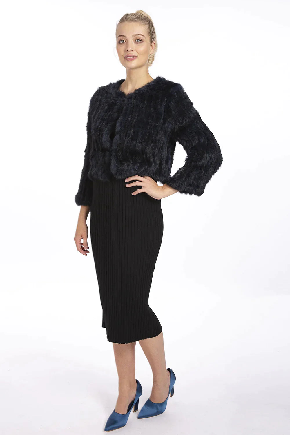 Blue Coney Fur Jacket-Fur Jackets-Buy Me Fur Ltd-One Size-Blue-Genuine Coney Fur-Urbanheer