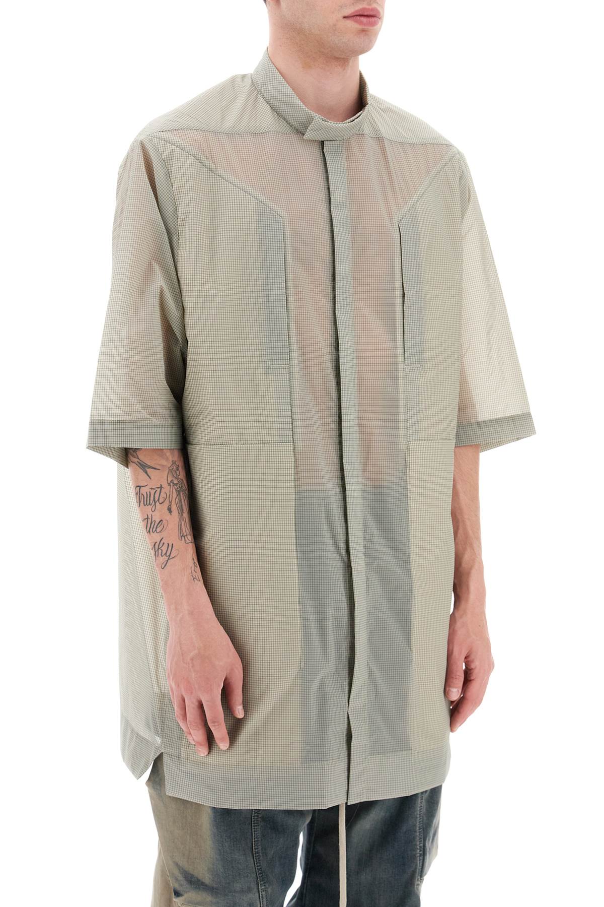Rick Owens Overshirt In Semi-Sheer Ripstop-Rick Owens-48-Urbanheer