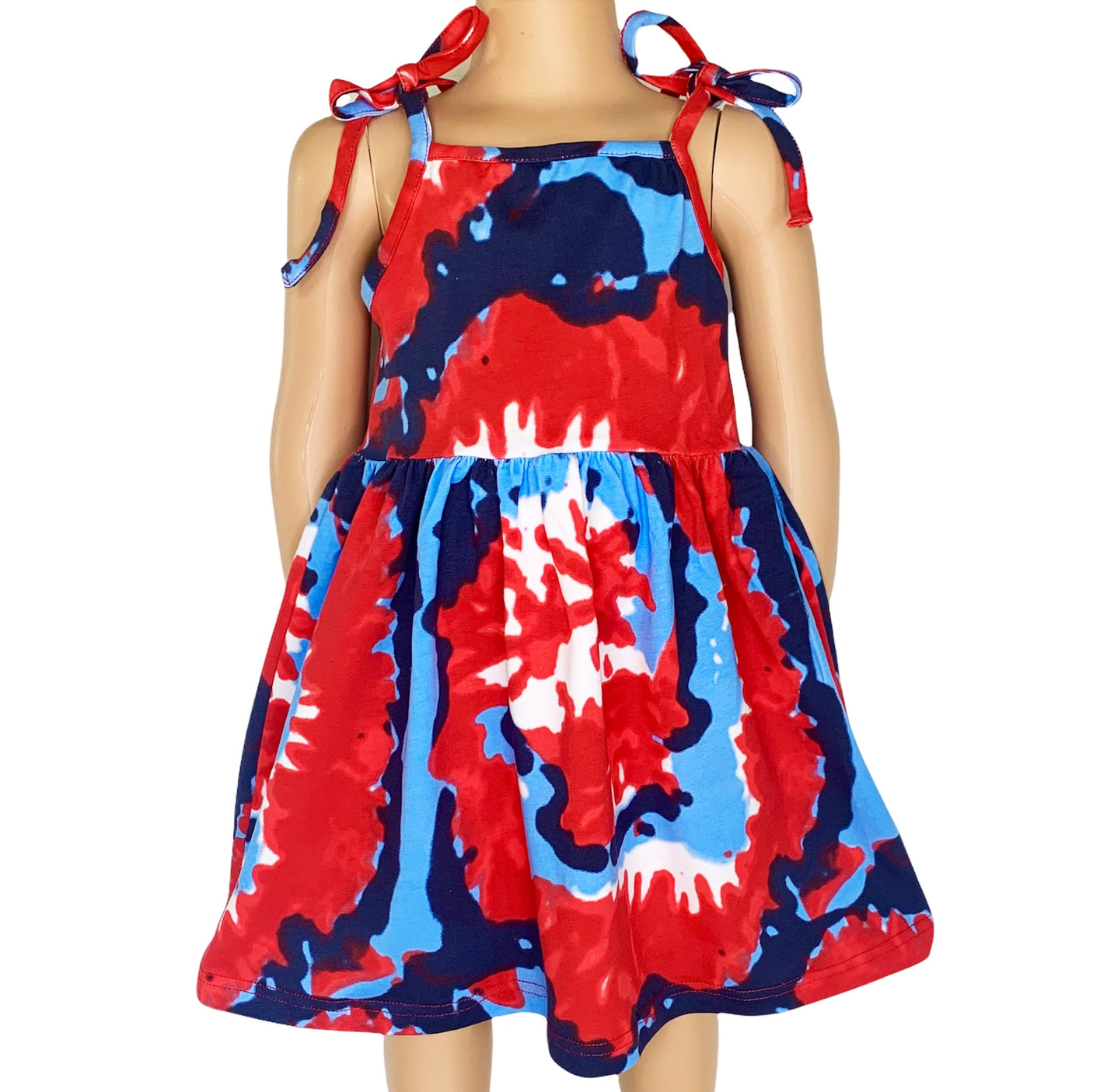 AnnLoren Big Little Girls 4th of July Tie Dye Summer Swing Dress