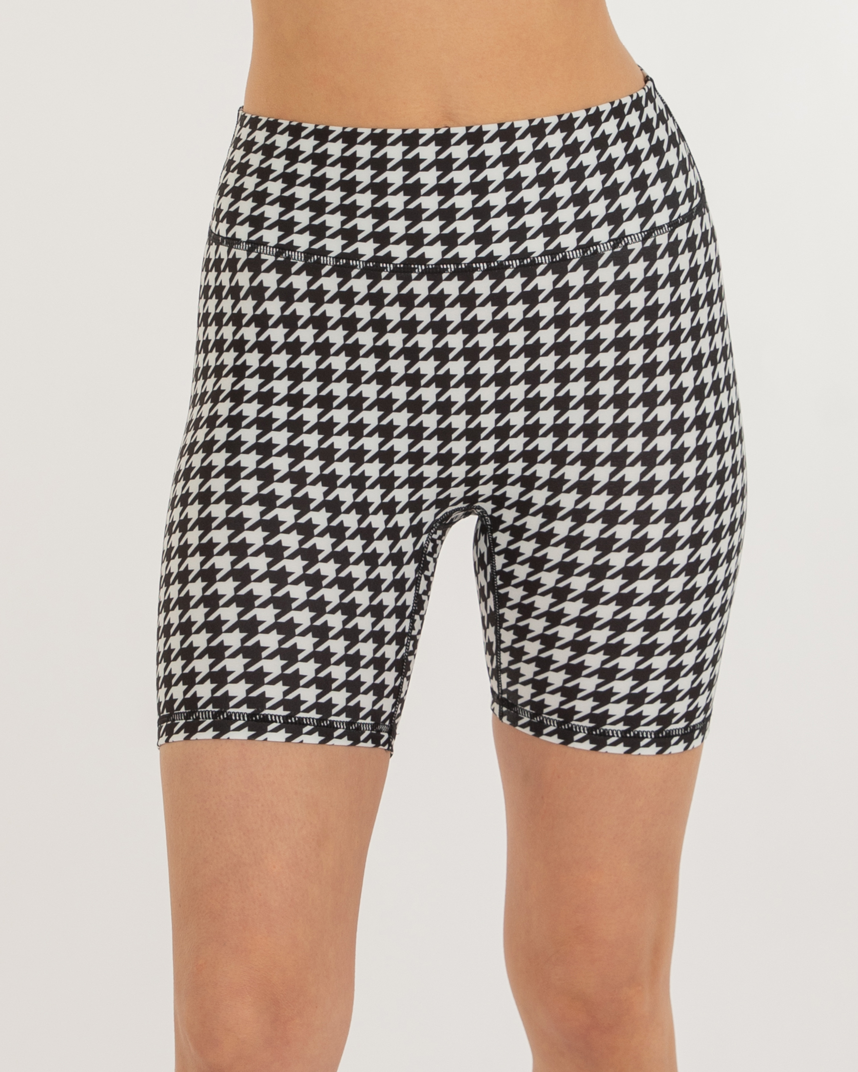 Hybrid Fleece Biker Shorts High Waist 6"-Clothing - Women-rebody-White/Black-XS-Urbanheer