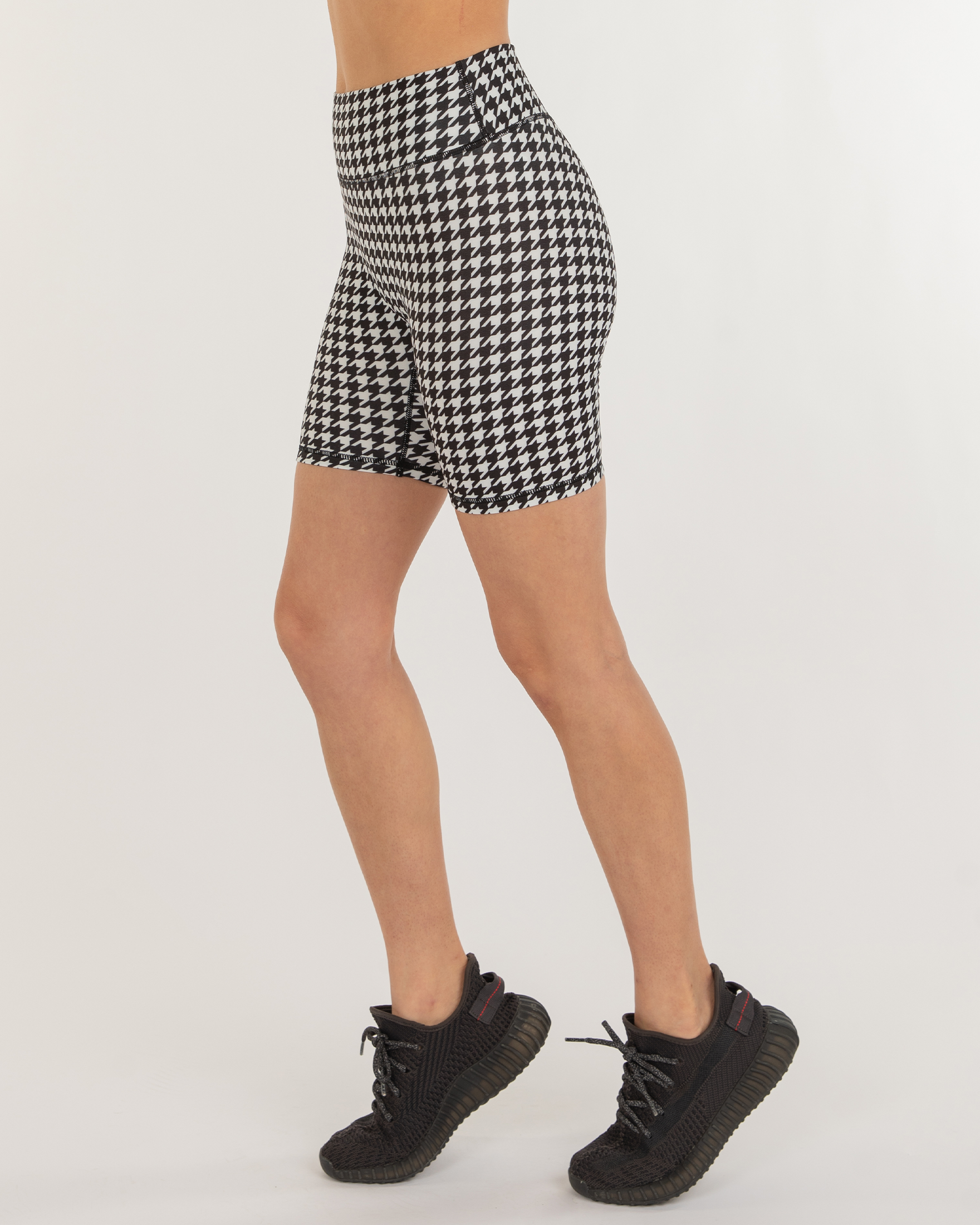 Hybrid Fleece Biker Shorts High Waist 6"-Clothing - Women-rebody-White/Black-XS-Urbanheer