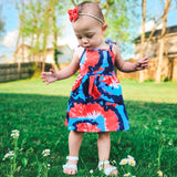 AnnLoren Big Little Girls 4th of July Tie Dye Summer Swing Dress