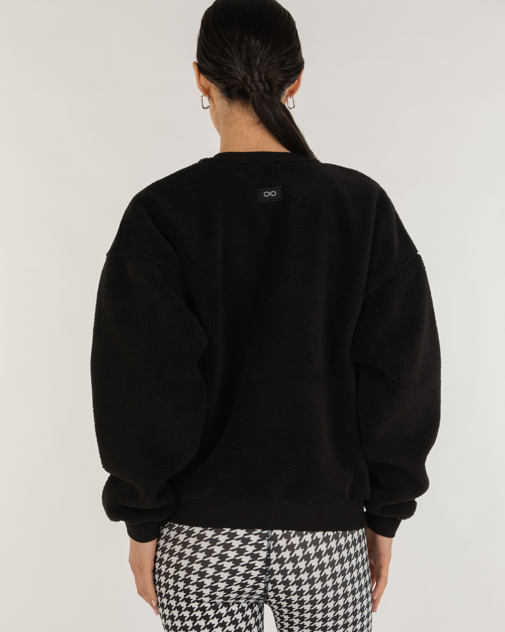 Teddy Sherpa Sweatshirt Micro-Fleece Lined-rebody-Black-XS-Urbanheer