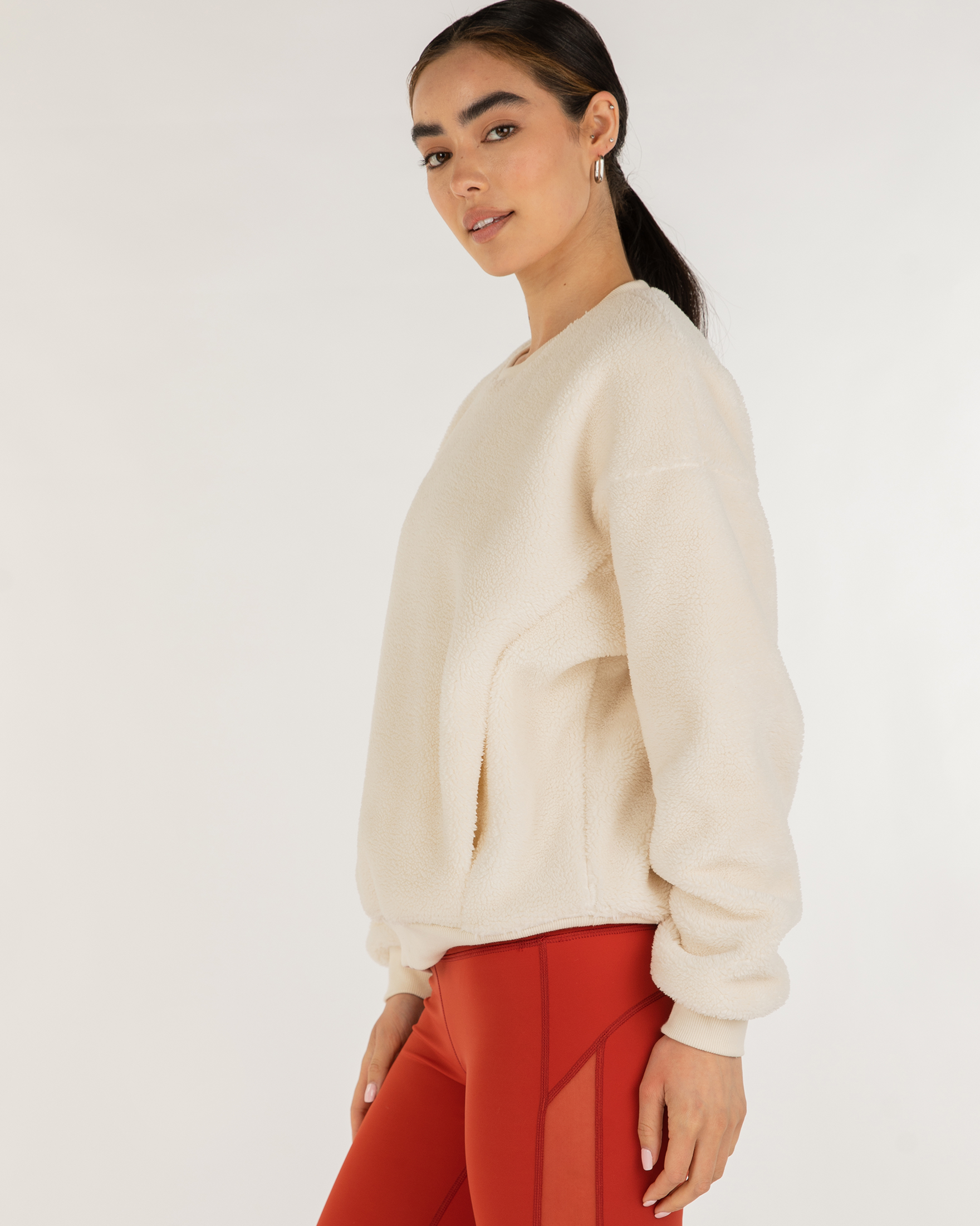 Teddy Sherpa Sweatshirt Micro-Fleece Lined-rebody-Black-XS-Urbanheer