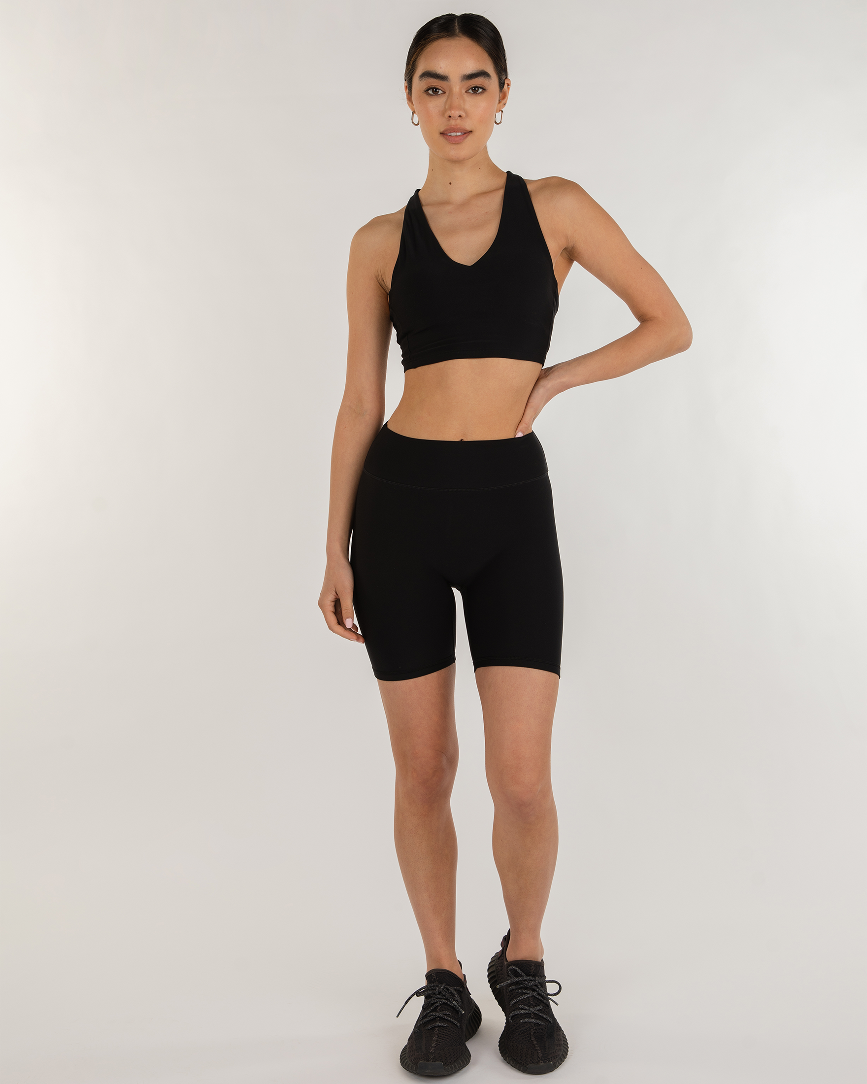 Elsa Fleece V Neck Longline Bra-Clothing - Women-rebody-Warm Black-XS-Urbanheer