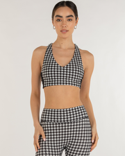 Elsa Fleece V Neck Longline Bra-Clothing - Women-rebody-White/Black-XS-Urbanheer