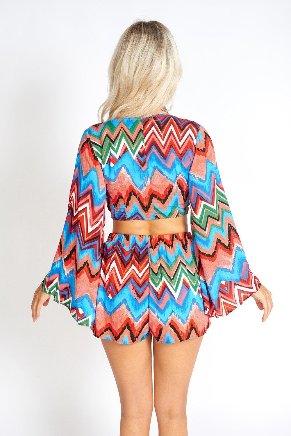 Rainbow Waves Bohemian Front Tying Crop Top-Azure Thanatos-L-Rainbow-Urbanheer