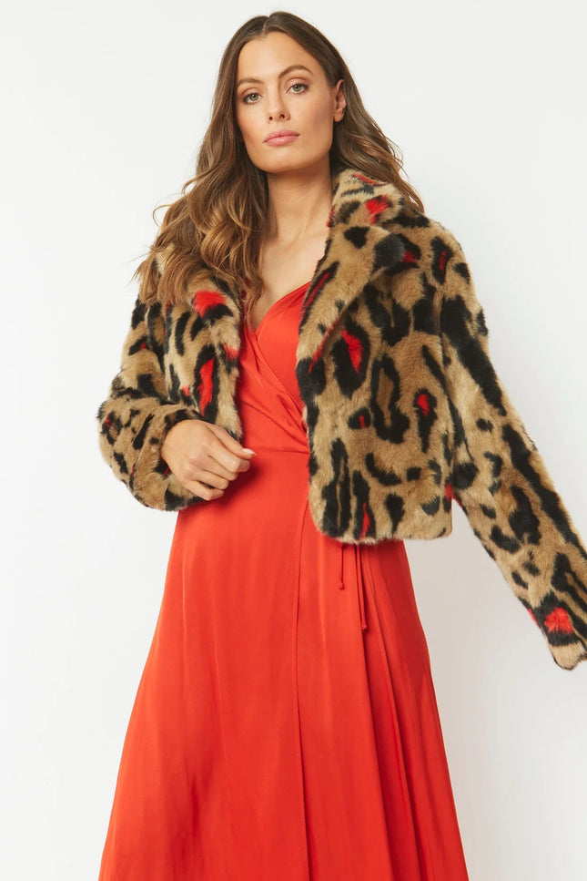Red Faux Fur Cropped Jacket-Faux Fur Coats-Buy Me Fur Ltd-One Size-Red-Faux Fur-Urbanheer