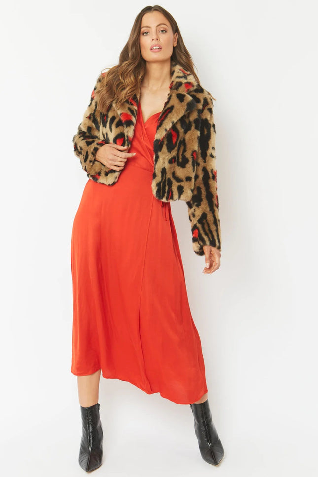 Red Faux Fur Cropped Jacket-Faux Fur Coats-Buy Me Fur Ltd-One Size-Red-Faux Fur-Urbanheer
