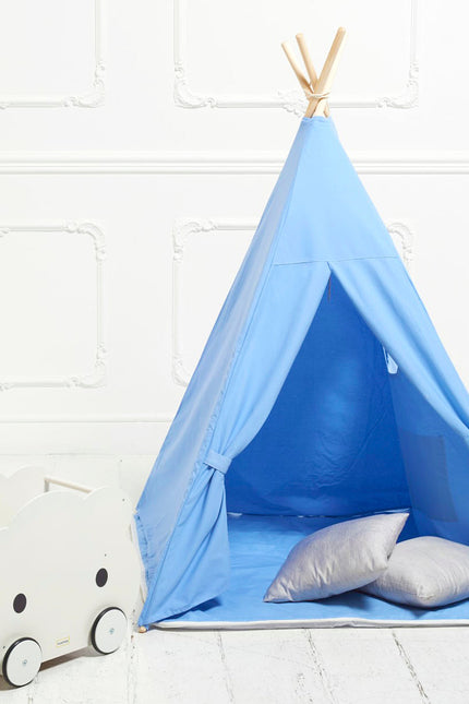 Teepee Play Tent Light Blue with Cushion