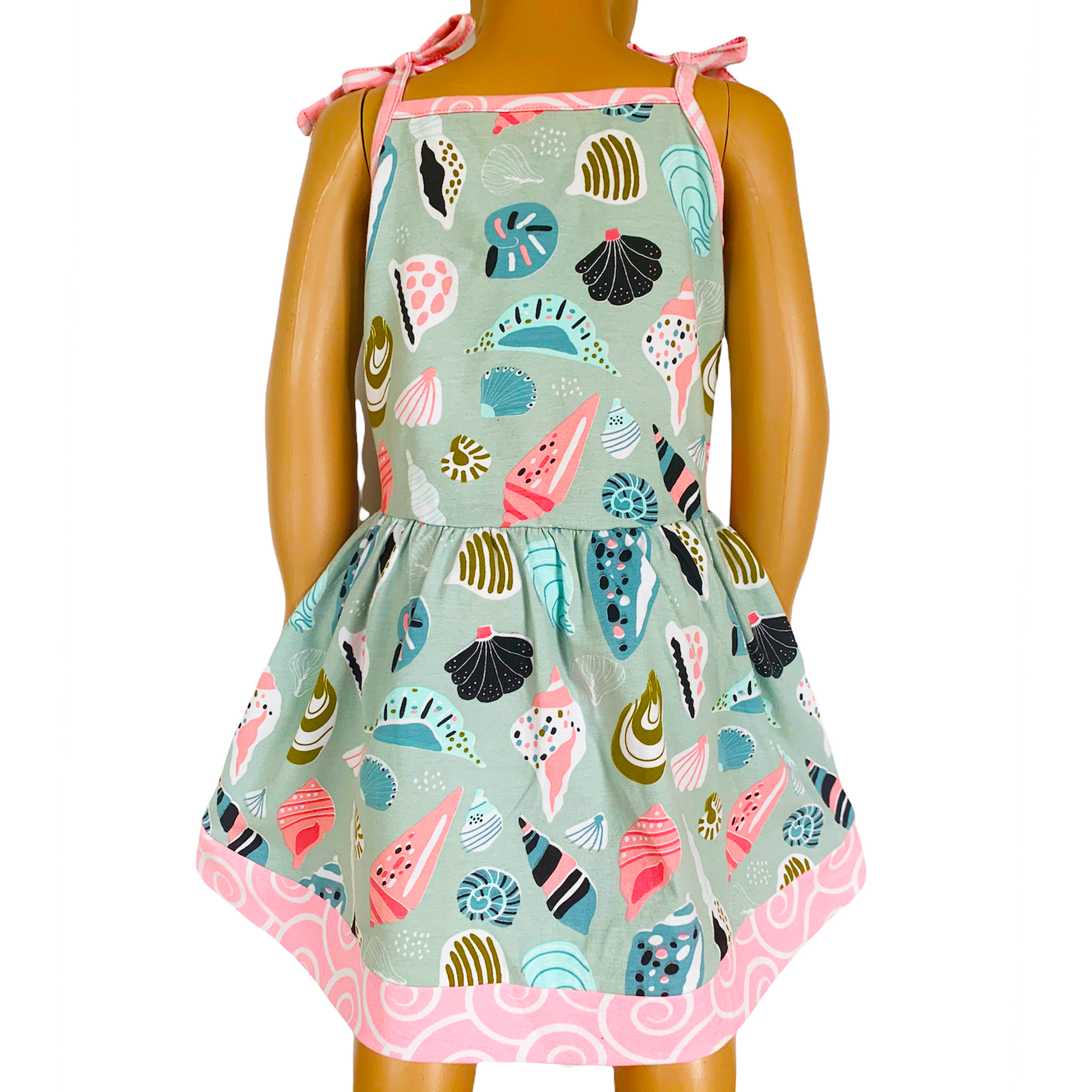 Annloren Little & Big Girls Seashells Spaghetti Straps Cotton Knit Summer Beach Dress-AnnLoren-2-3T-Urbanheer