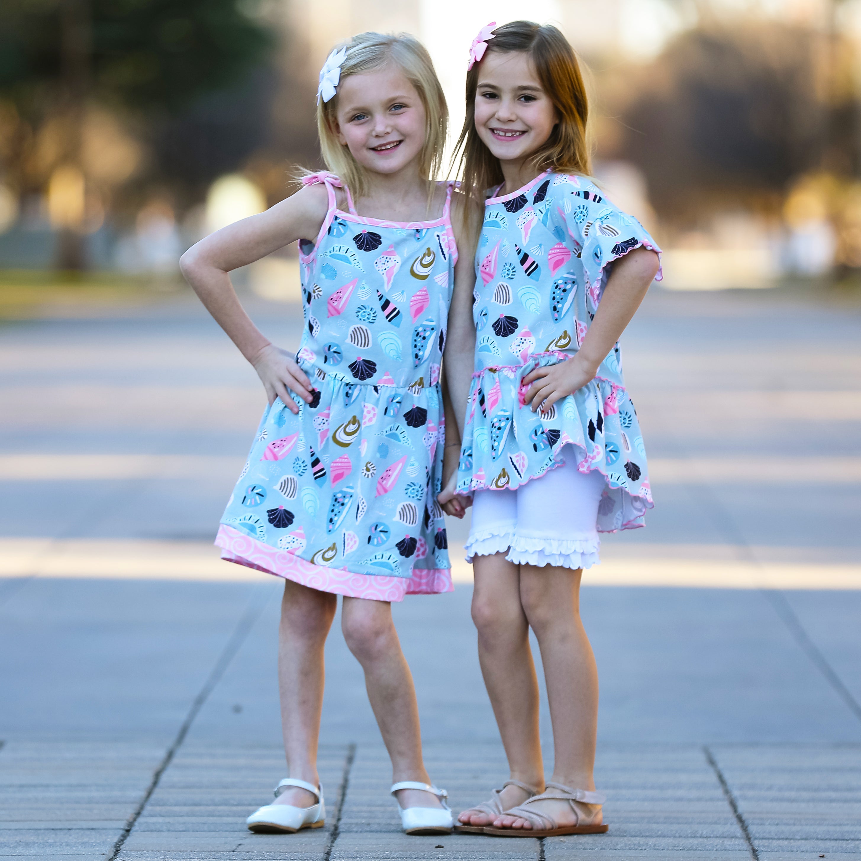 Annloren Little & Big Girls Seashells Spaghetti Straps Cotton Knit Summer Beach Dress-AnnLoren-2-3T-Urbanheer