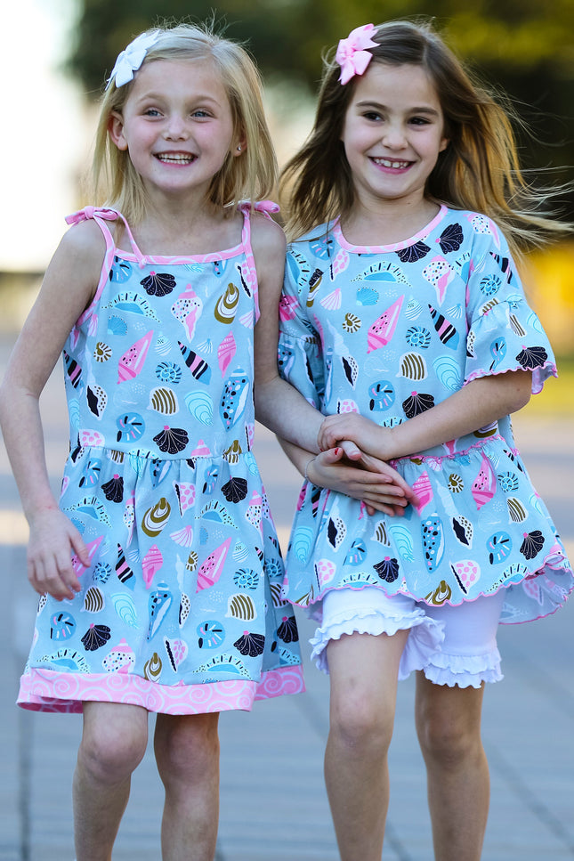 Annloren Little & Big Girls Seashells Spaghetti Straps Cotton Knit Summer Beach Dress