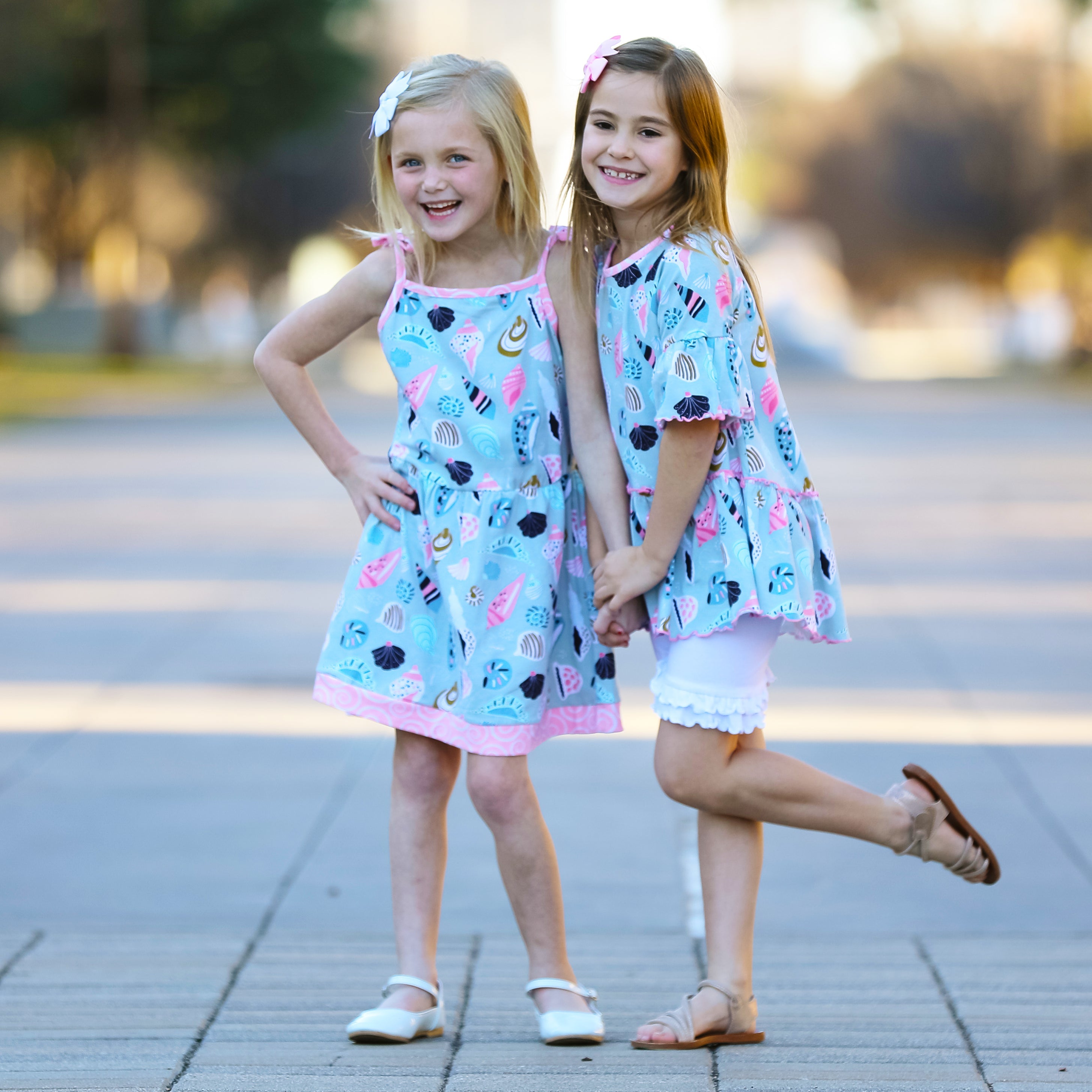 Annloren Little & Big Girls Seashells Spaghetti Straps Cotton Knit Summer Beach Dress-AnnLoren-2-3T-Urbanheer