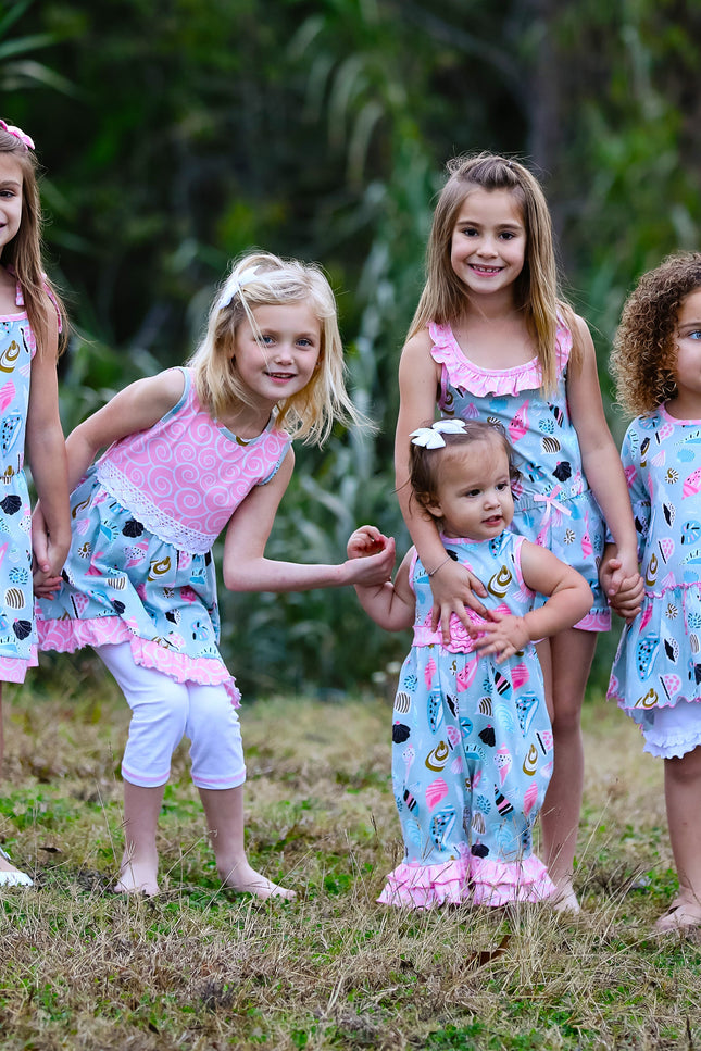Annloren Little & Big Girls Seashells Spaghetti Straps Cotton Knit Summer Beach Dress-AnnLoren-Urbanheer