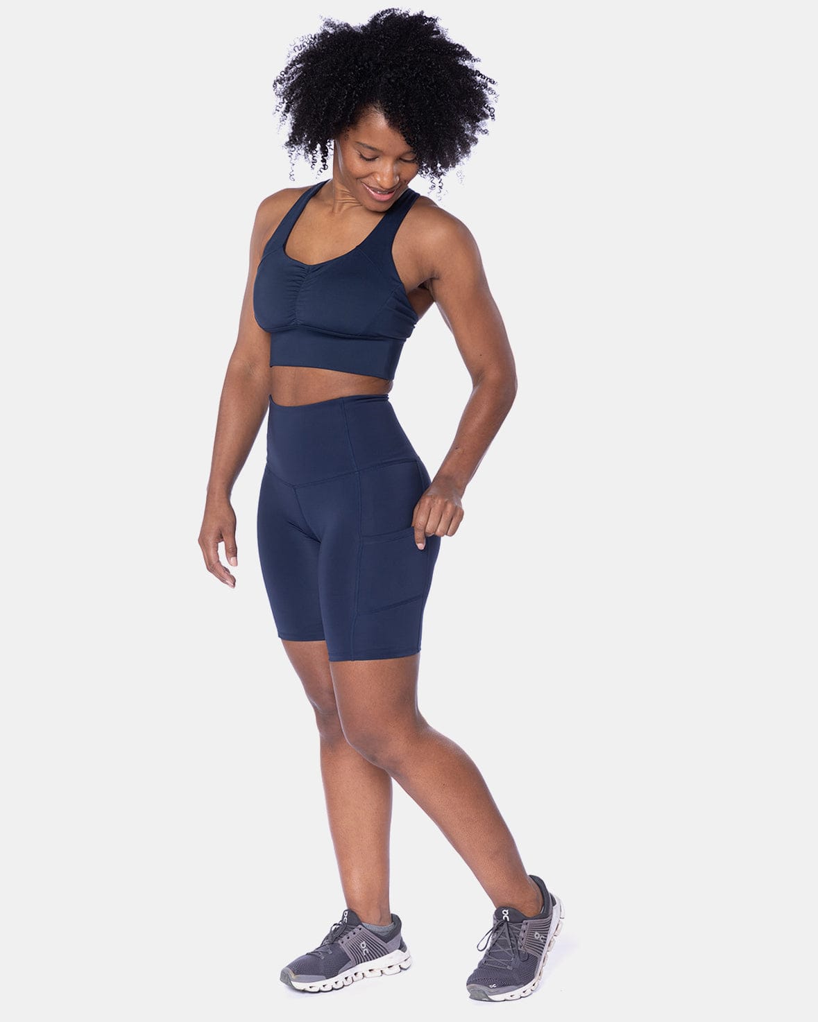 Hi Five High-Waisted Biker Short – Night Swim Navy-Handful-XS-Night Swim Navy-Urbanheer