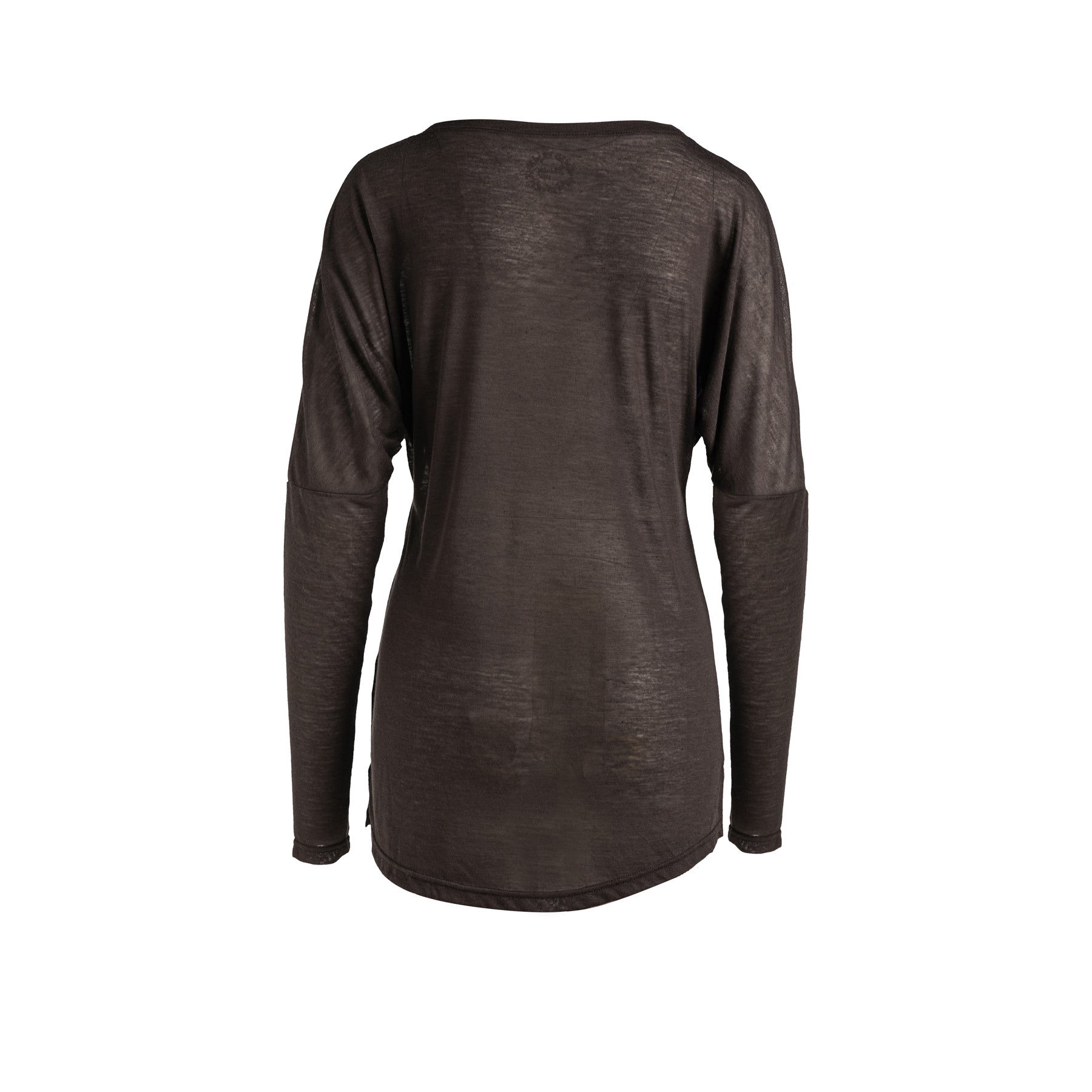 Brown Knit Top With Long Batwing Sleeves In Stretch Jersey Sustainable Fabric-Conquista-S-Urbanheer