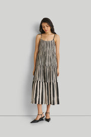 Strappy Tiered Maxi Dress in Black Stripes-DRESSES-Reistor-Striped Down-XS-Urbanheer