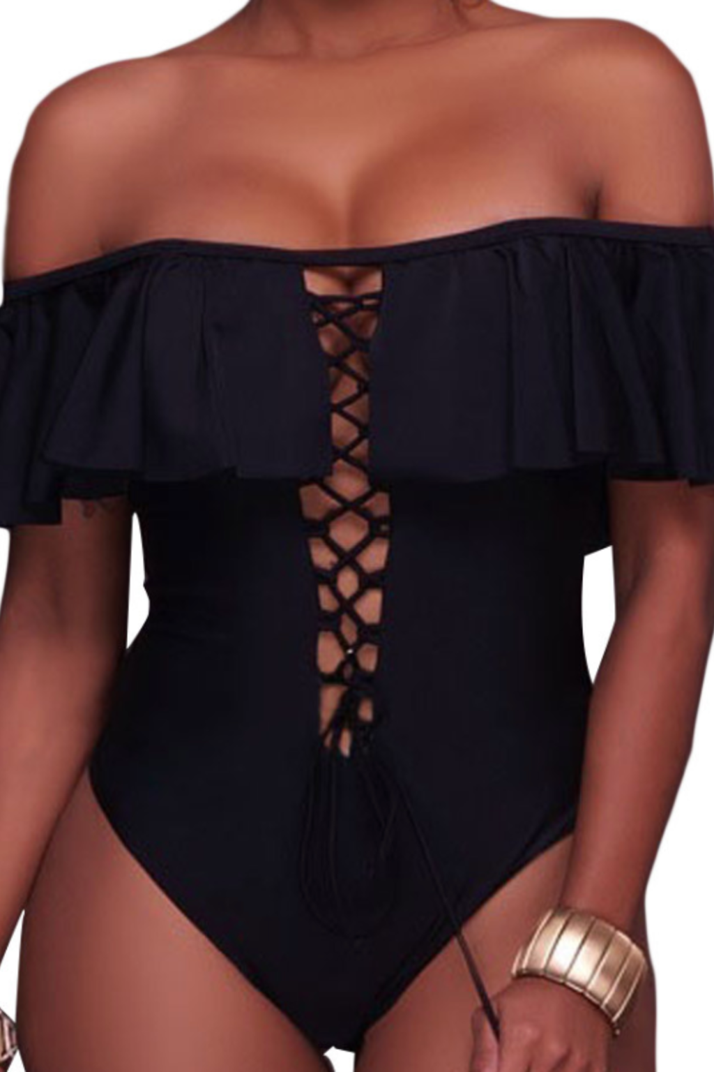 Haute Off-The-Shoulder Swimsuit-UHXSW-PINK-LARGE-Urbanheer