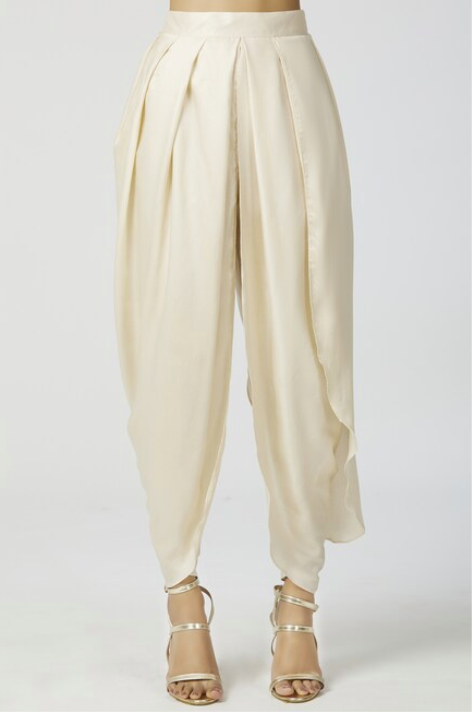 Embellished Kaftan Dhoti Pant Set In Off-White-Bohame-XS-Off-White-5' - 5'3"-Urbanheer