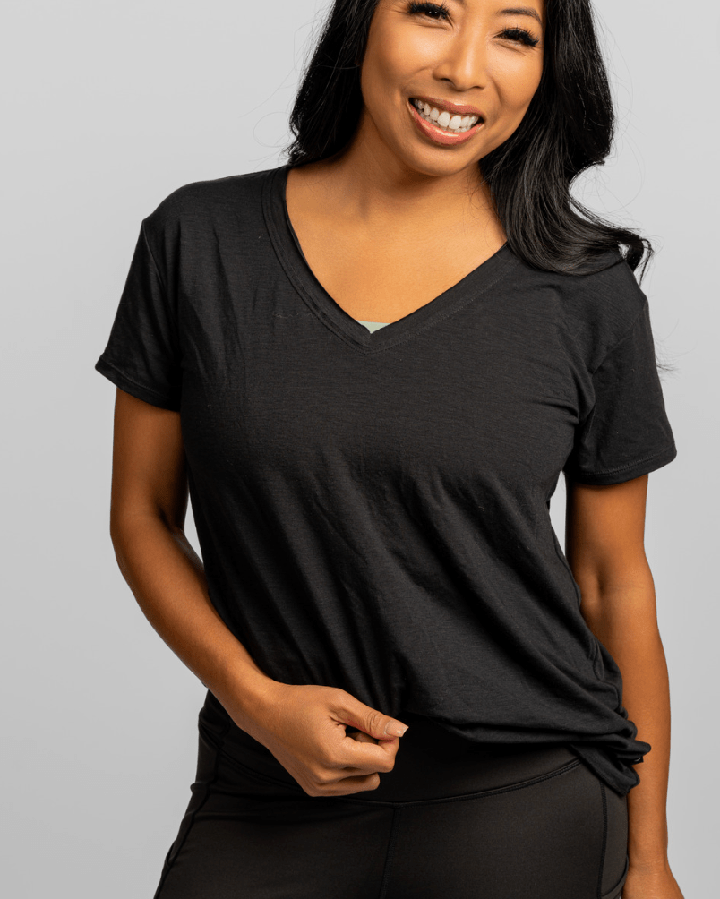 Hello Sunshine Upf V-Neck – Booya Black-Top - Hello Sunshine UPF V-Neck-Handful-S-Booya Black-Urbanheer