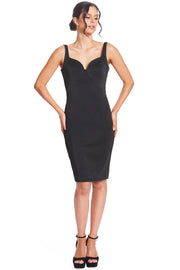 Homa Bow Back Dress - Satin Midi Dress With Low Back And Bow Trim-Simona Maghen-10-Black-Urbanheer