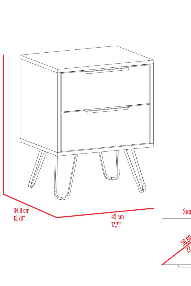 Skyoner 2 Nightstand, Harpin Legs, Two Drawers, White Finish-We Have Furniture-Urbanheer