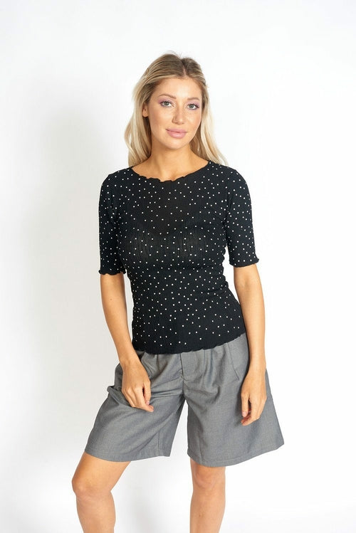 So Sweet Frill Polka Dots Top-Azure Thanatos-One Size-Black-Urbanheer