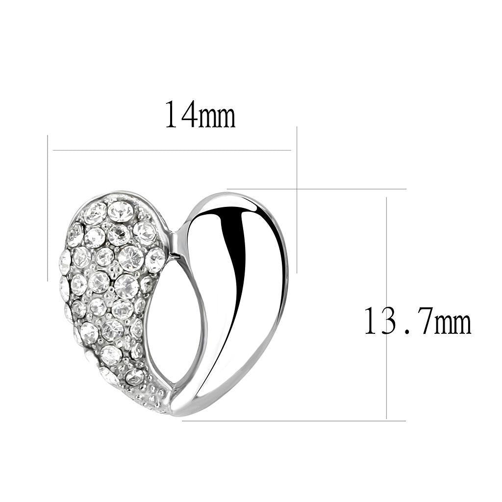 TK3653 - High polished (no plating) Stainless Steel Earrings with Top Grade Crystal  in Clear