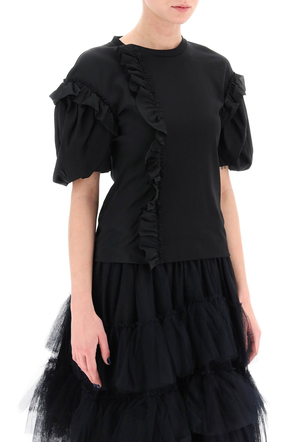 Simone rocha ruffled jersey and organdie t-shirt-Simone Rocha-S-Urbanheer