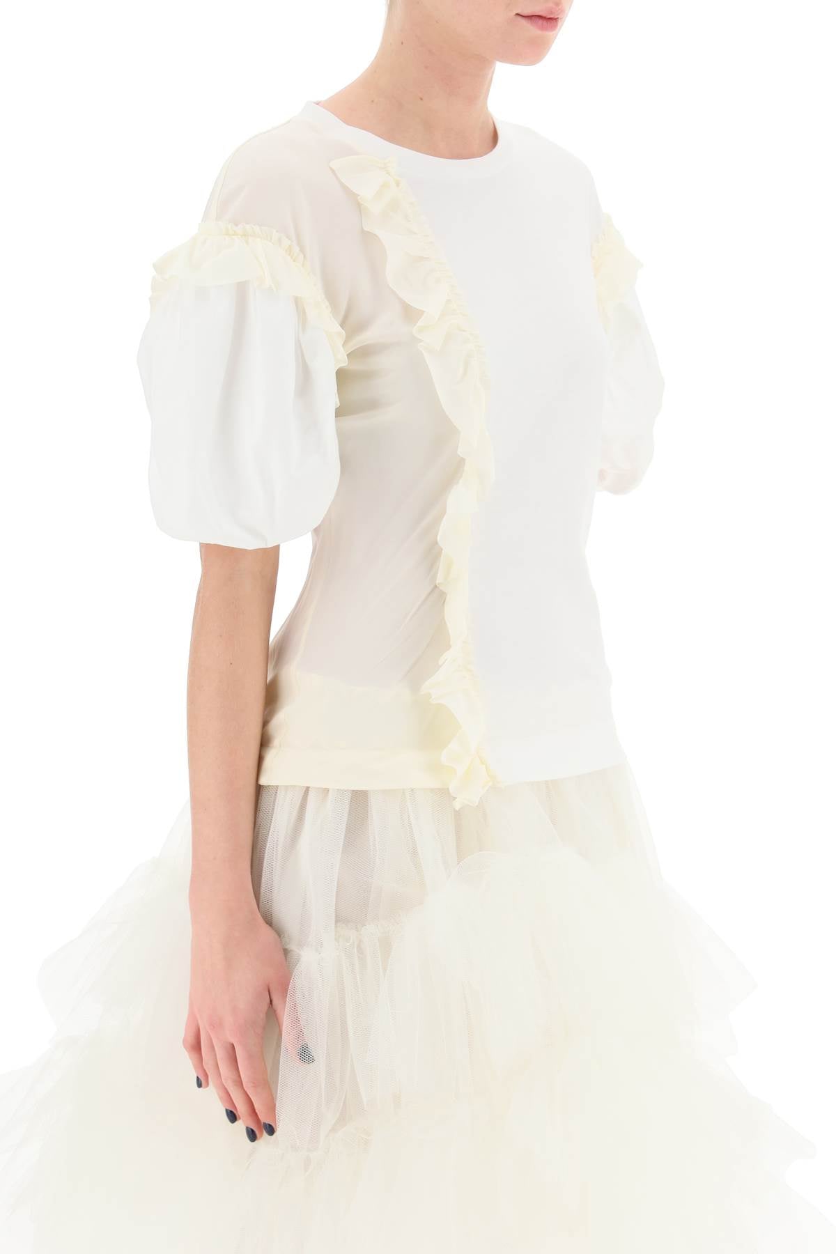 Simone rocha ruffled jersey and organdie t-shirt-Simone Rocha-M-Urbanheer