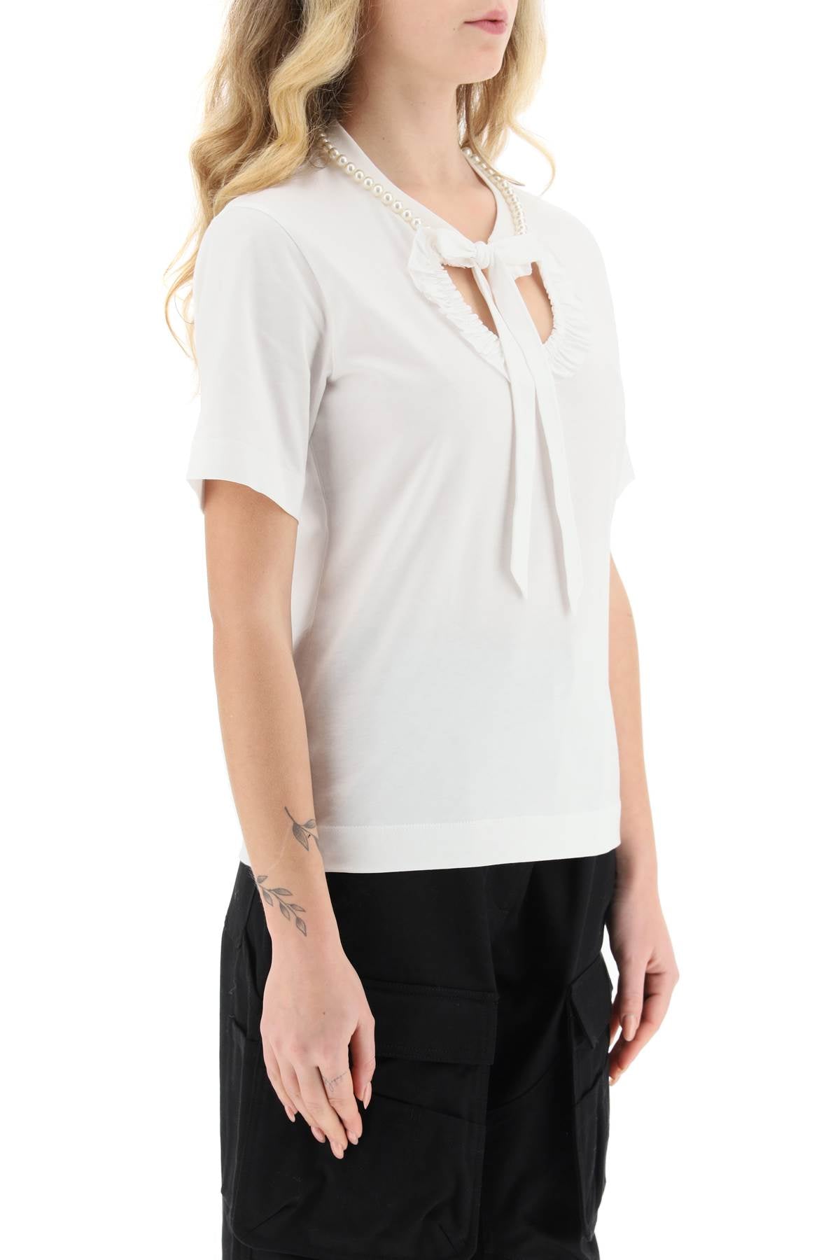 Simone rocha t-shirt with heart-shaped cut-out and pearls-Simone Rocha-M-Urbanheer