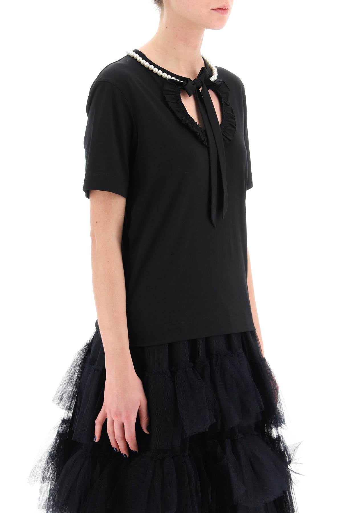 Simone rocha t-shirt with heart-shaped cut-out and pearls-Simone Rocha-M-Urbanheer