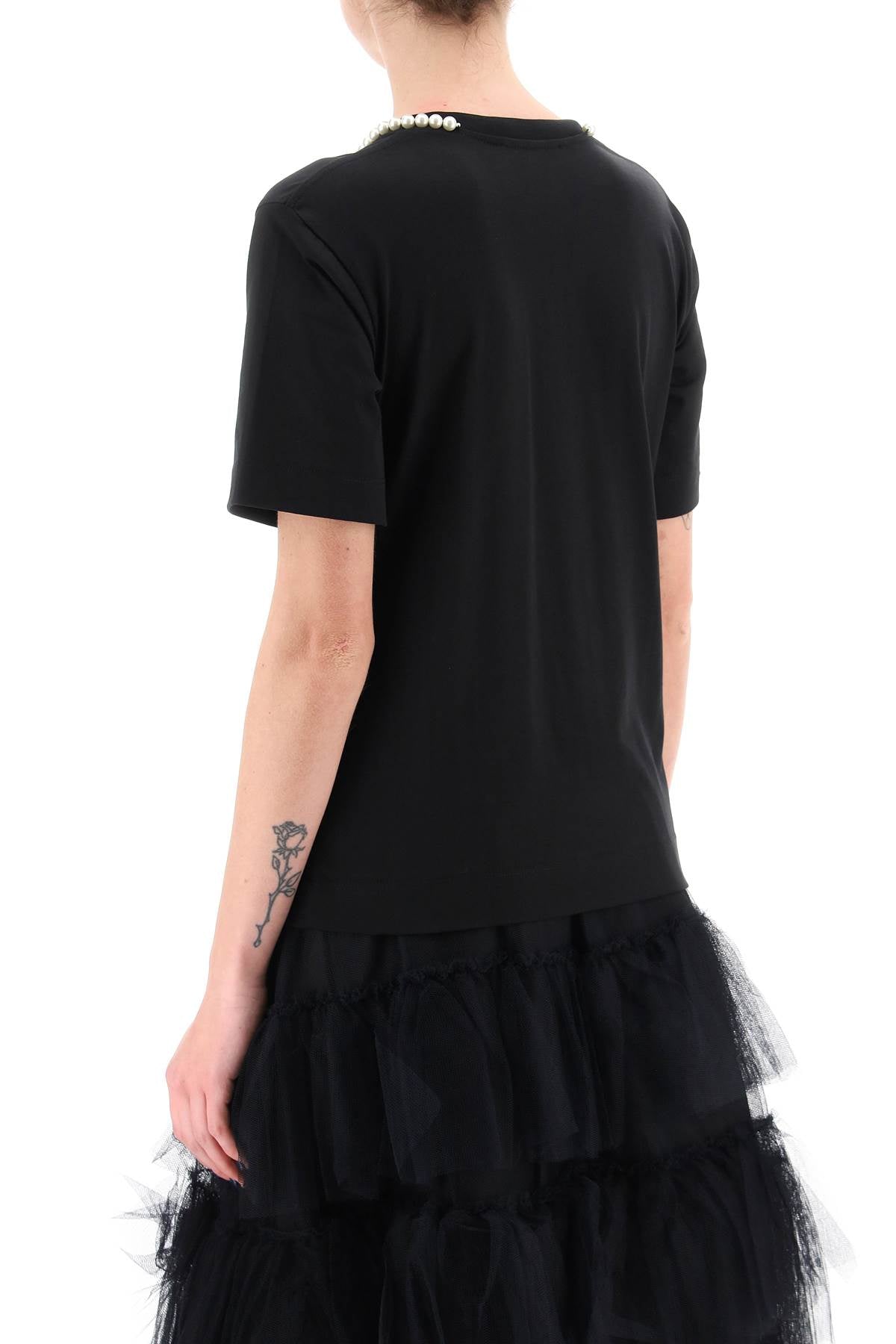 Simone rocha t-shirt with heart-shaped cut-out and pearls-Simone Rocha-M-Urbanheer