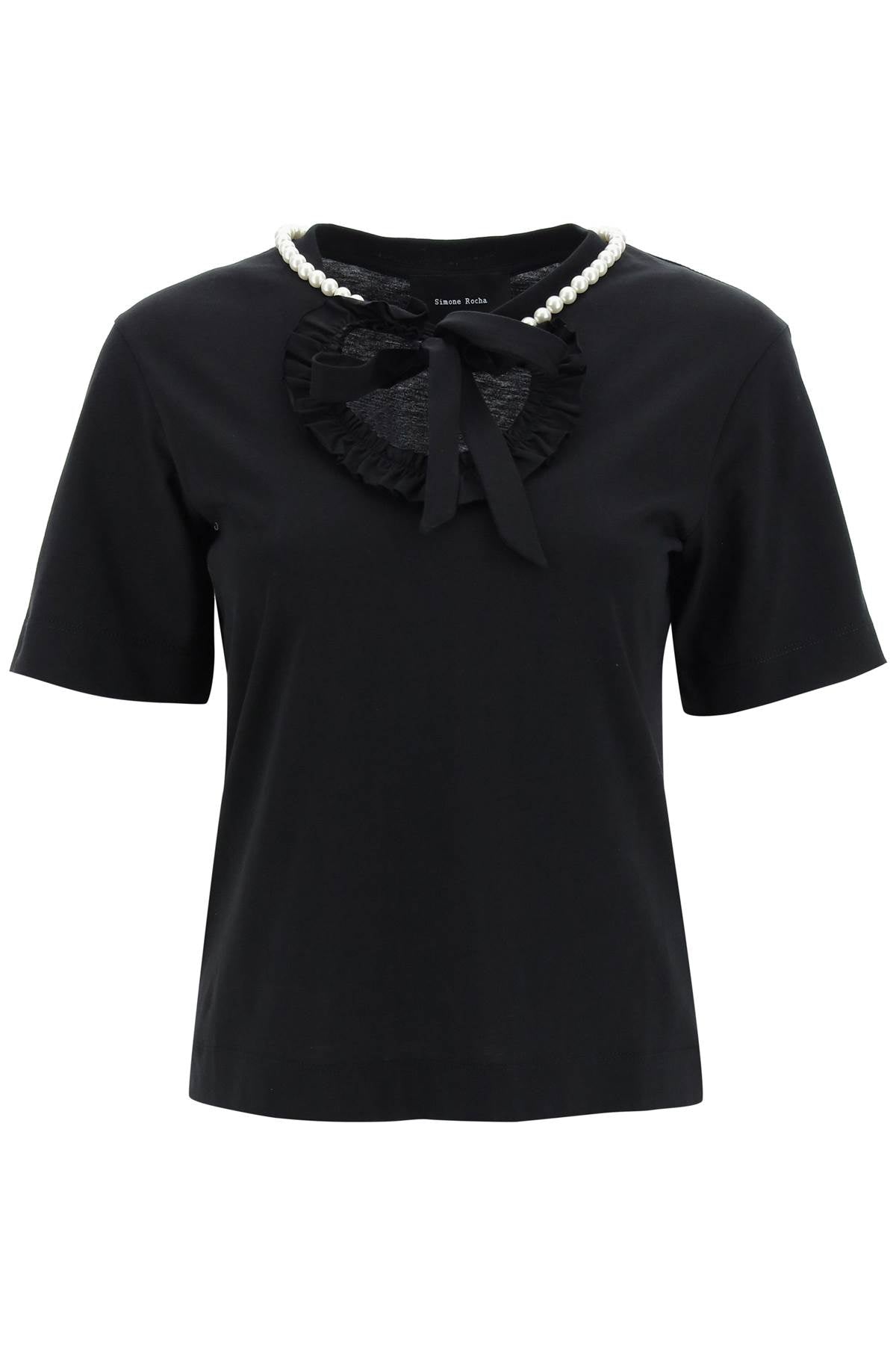 Simone rocha t-shirt with heart-shaped cut-out and pearls-Simone Rocha-M-Urbanheer