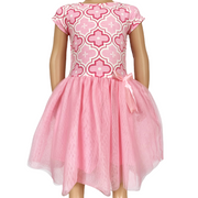 Annloren Girls Dress Pink Tulle & Pink Arabesque Easter Party Dress-AnnLoren-2-3T-Urbanheer