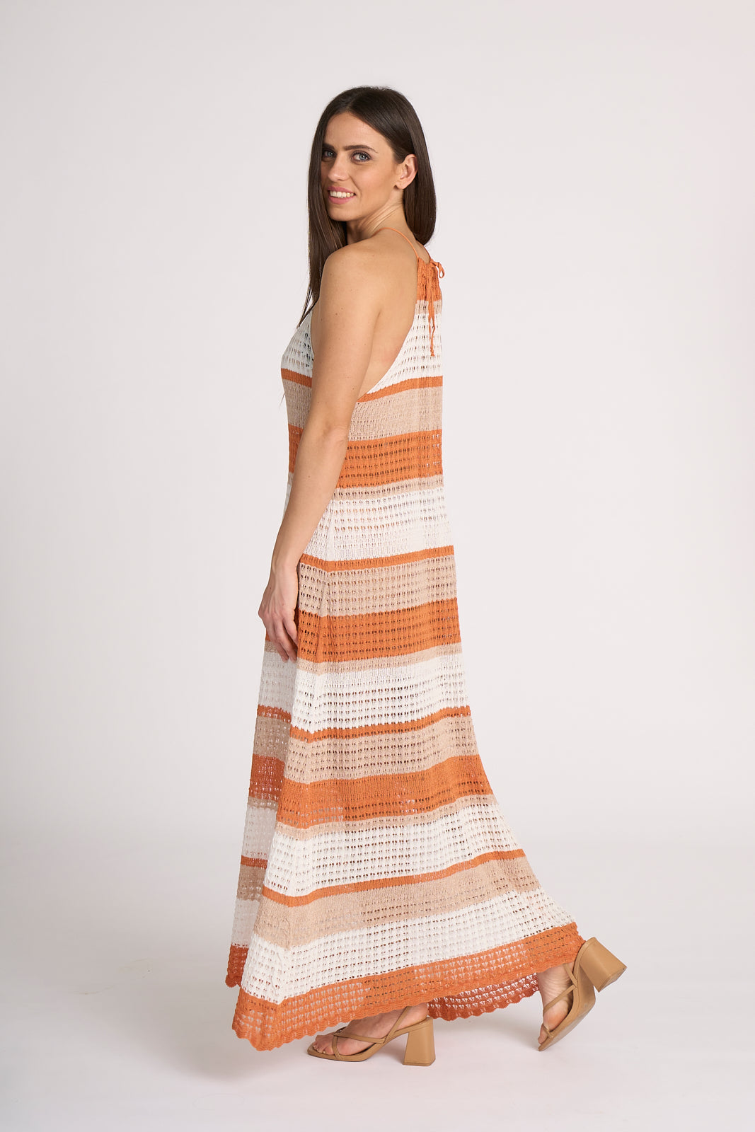 Abito Lungo Con Righe Multicolor - Theo-Abiti-Tenné-XL-Arancio-Urbanheer