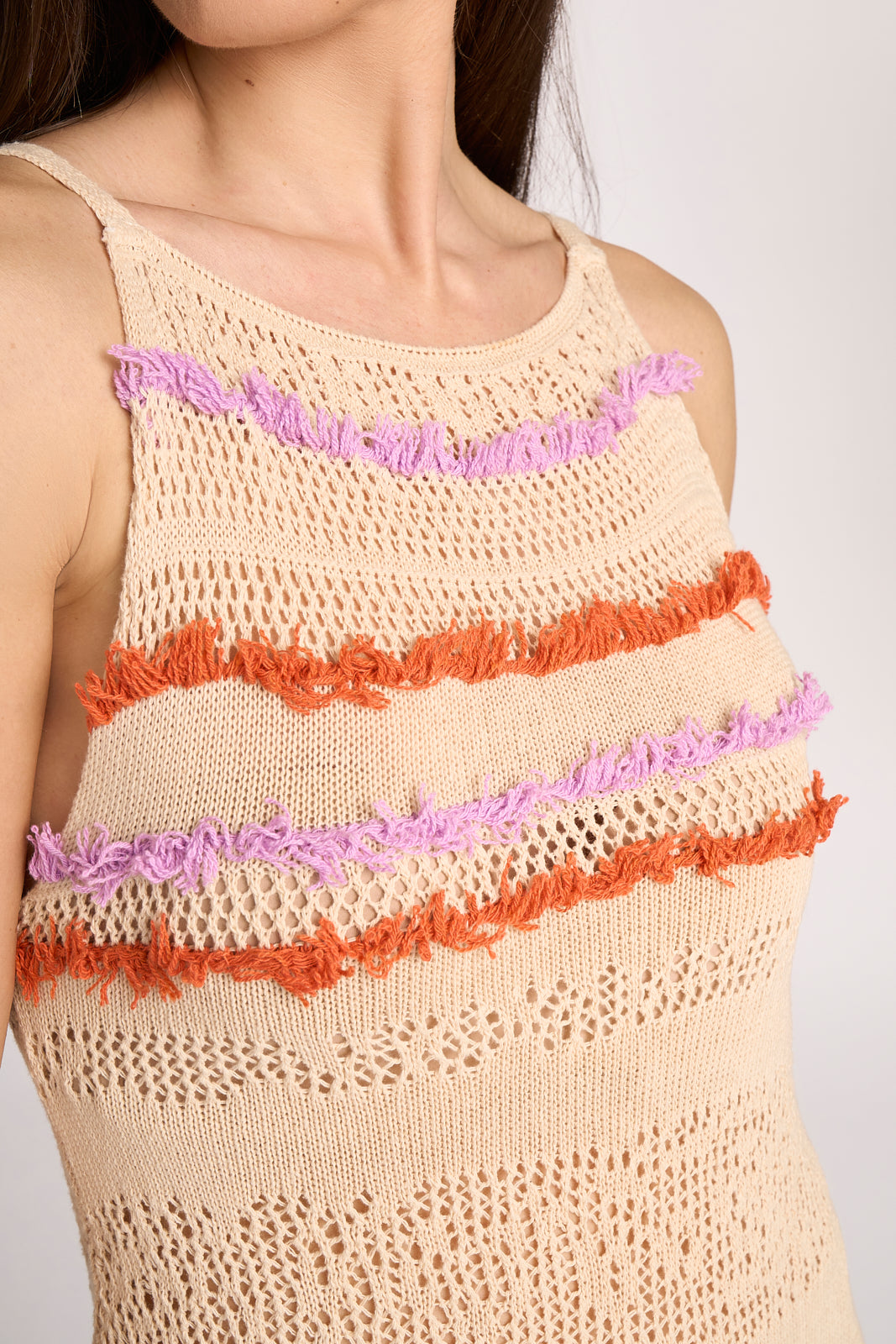 Abito Lungo Con Frange - Thelma-Abiti-Tenné-S-BEIGE-Urbanheer