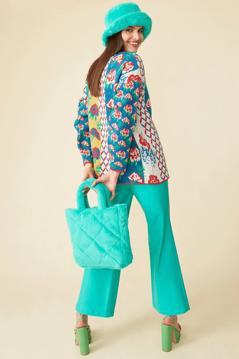 Turquoise Faux Fur Bucket Hat-Hats-Buy Me Fur Ltd-One Size-Turquoise-Faux Fur-Urbanheer