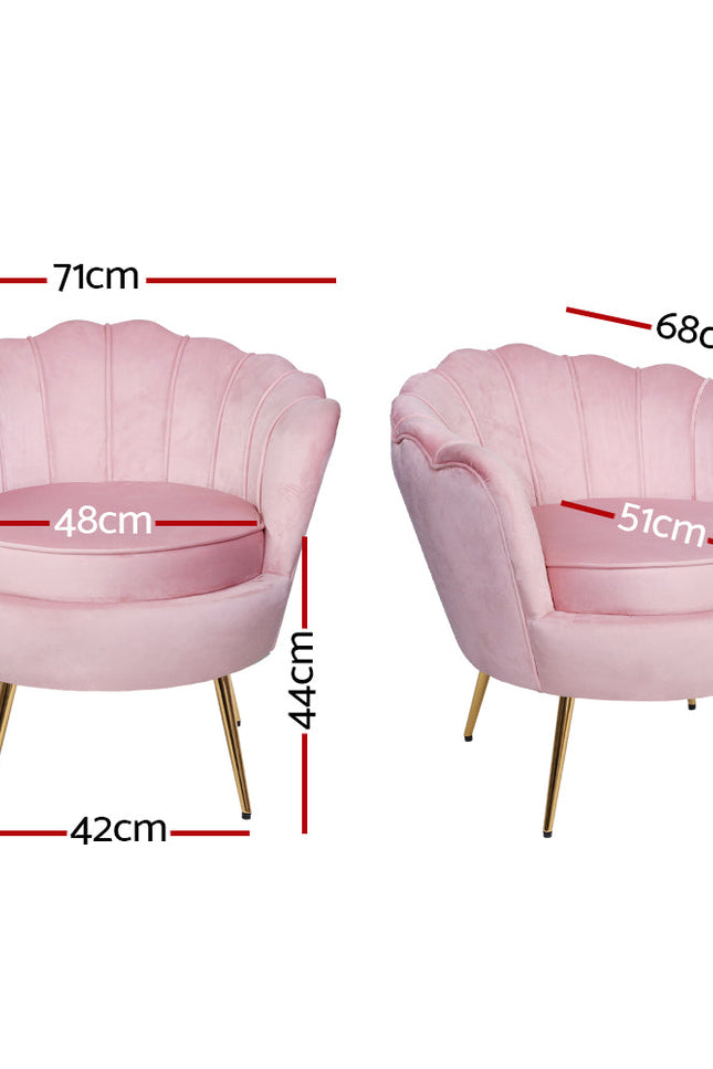 Artiss Armchair Lounge Chair Accent Armchairs Retro Single Sofa Velvet Pink-Artiss-Urbanheer