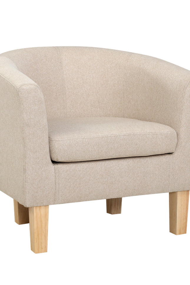 Artiss Armchair Lounge Chair Tub Accent Armchairs Fabric Sofa Chairs Beige-Artiss-Urbanheer