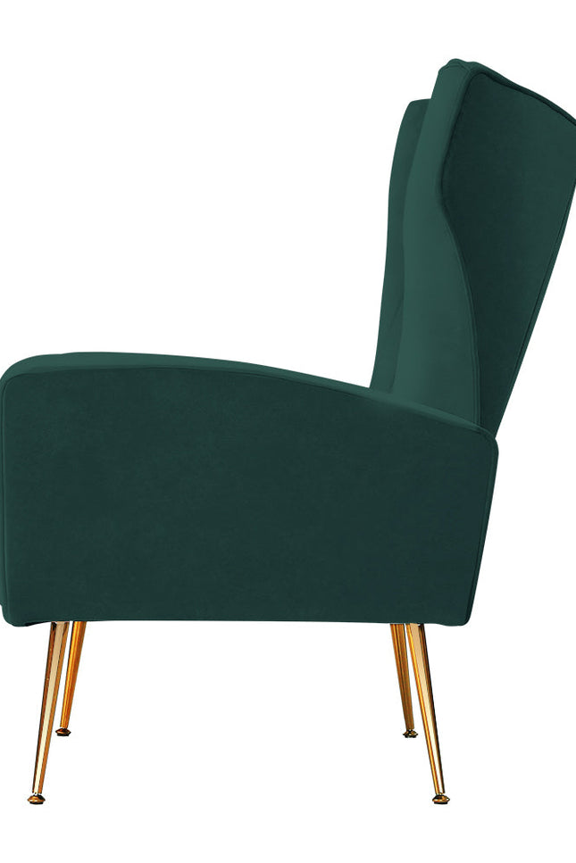 Artiss Armchair Lounge Chairs Accent Armchairs Chair Velvet Sofa Green Seat-Artiss-Urbanheer