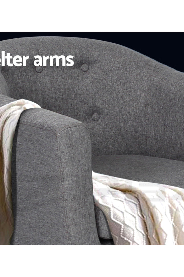 Artiss Adora Armchair Tub Chair Single Accent Armchairs Sofa Lounge Fabric Grey-Artiss-Urbanheer