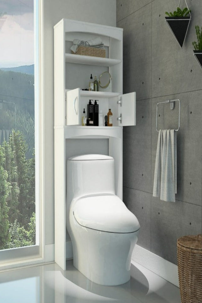 Valentia Toilet Cabinet, Three Shelves, White Finish-We Have Furniture-Urbanheer