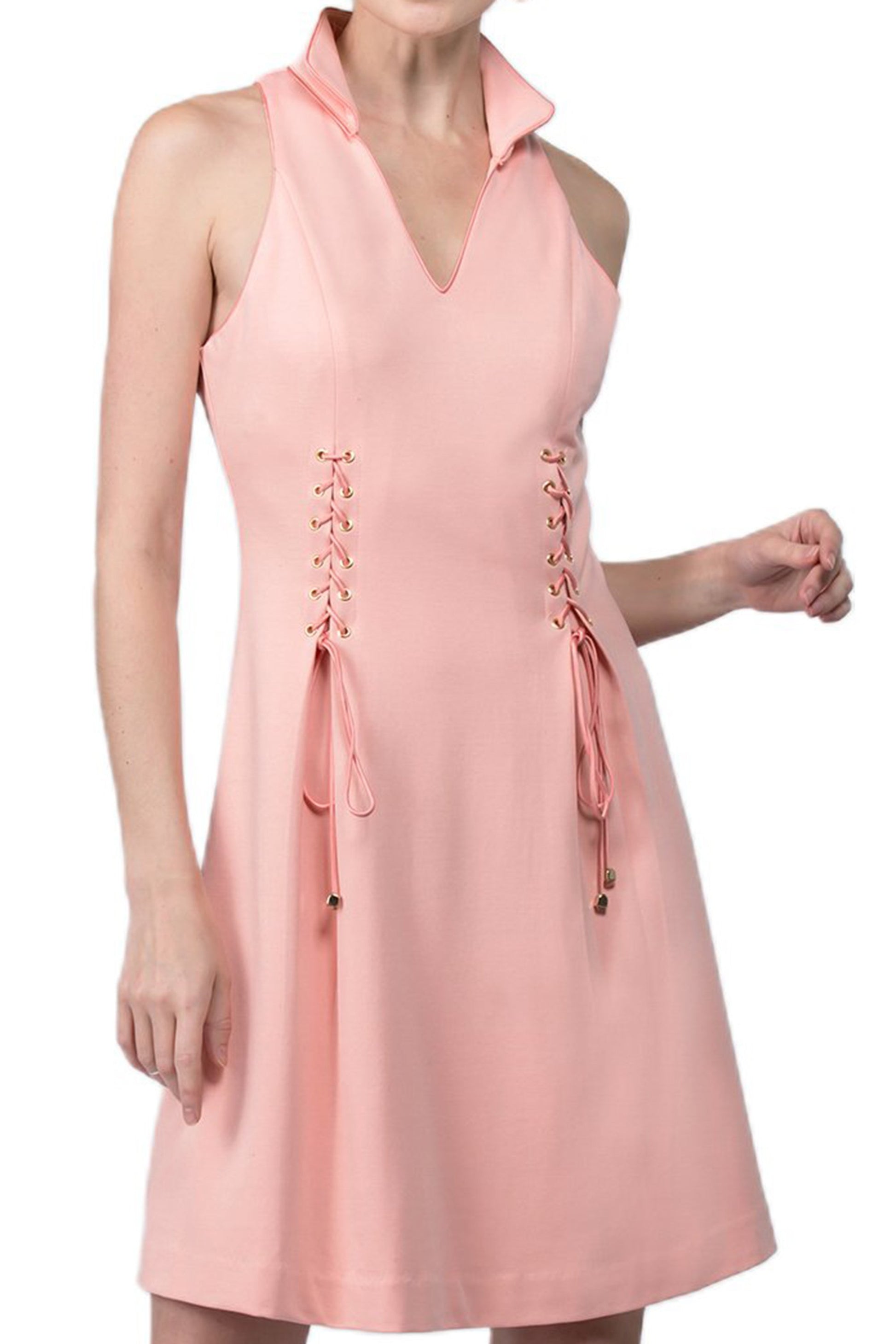 Vienna Dress - Fit and flare wing tip collar dress-Simona Maghen-10-Peach-Urbanheer