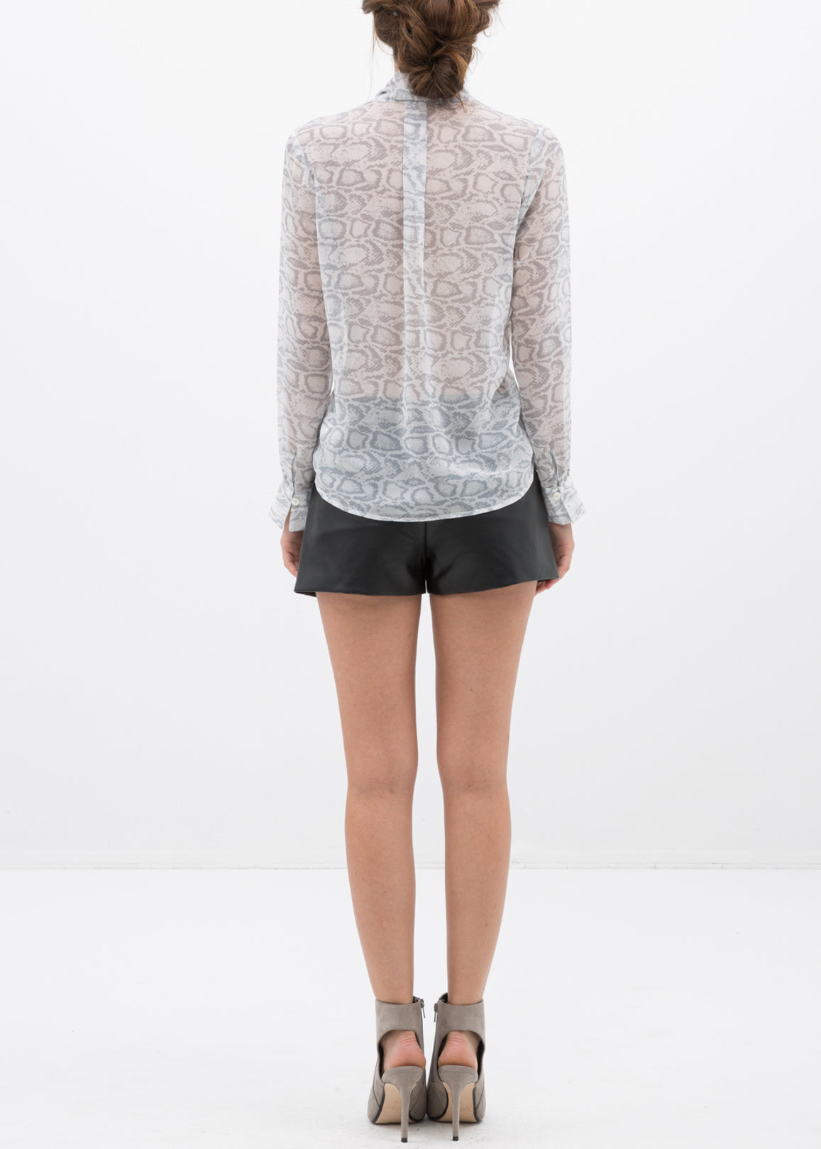 Tie Neck Sheer Blouse In Ivory Silver-Lemon Hera-L-Urbanheer