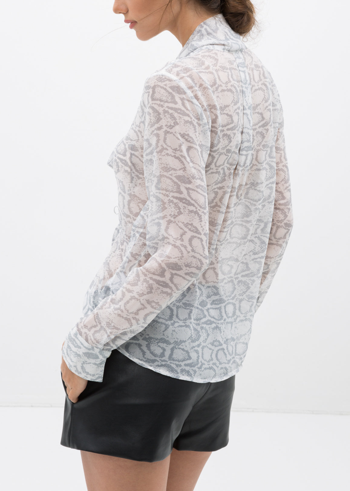 Tie Neck Sheer Blouse In Ivory Silver-Lemon Hera-L-Urbanheer